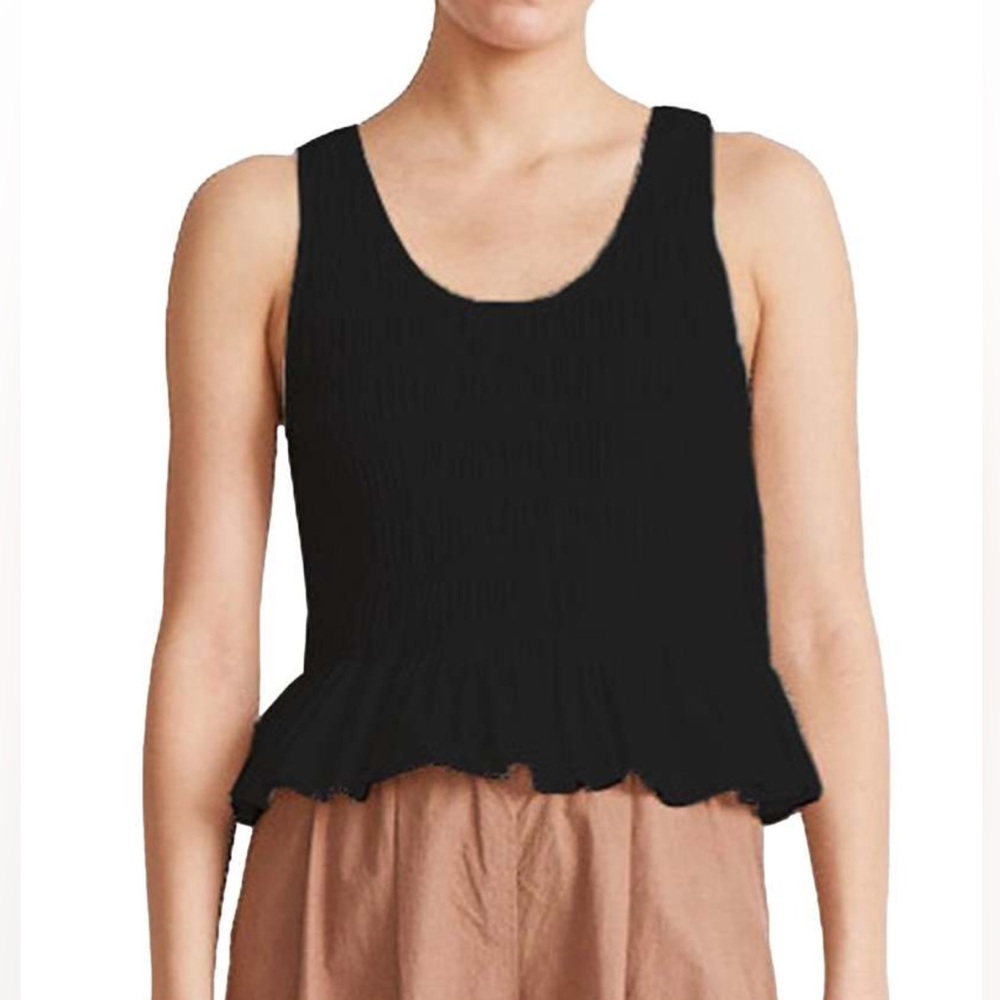 Apiece Apart, smocked, ruffle tank, black, small, new with tags.